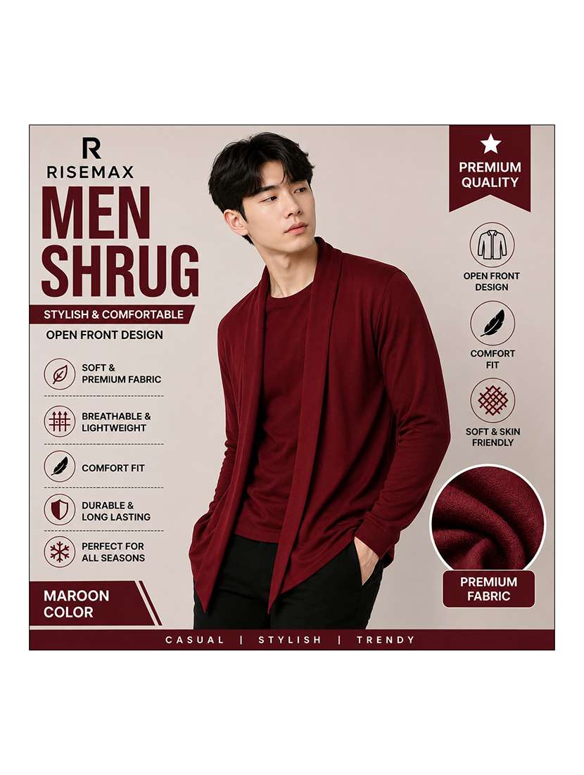 men solid long sleeves shrug - 22568709 -  Standard Image - 2
