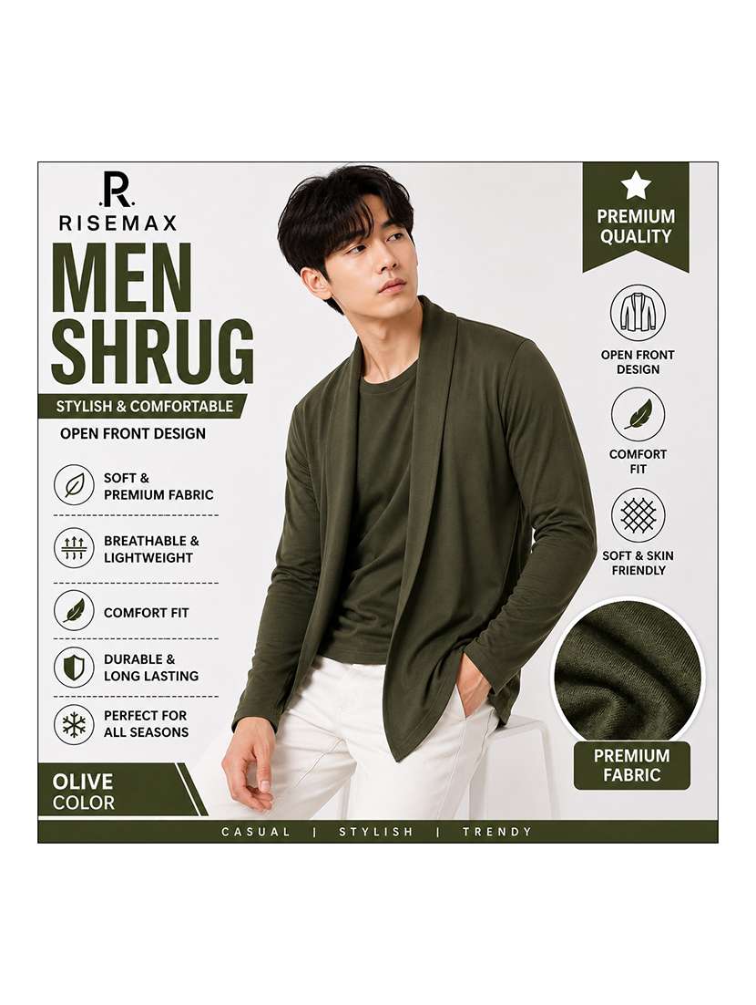 men solid long sleeves shrug - 22568716 -  Standard Image - 2