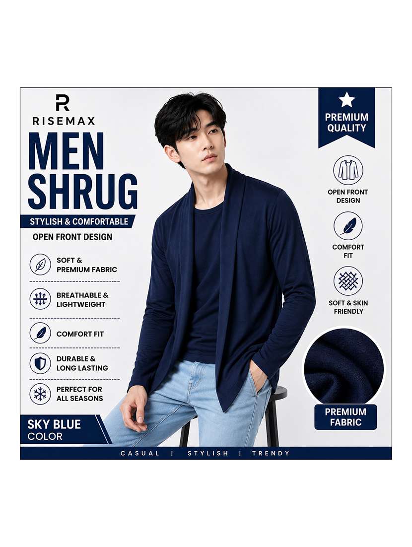 men solid long sleeves shrug - 22568717 -  Standard Image - 2