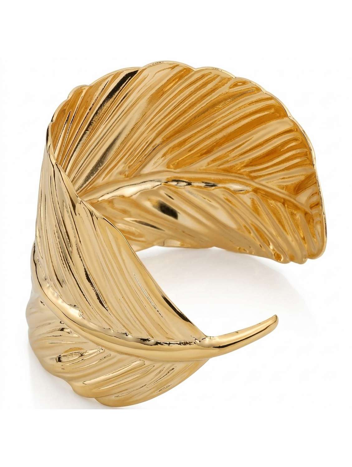 women gold textured leaf design bangle - 22568943 -  Standard Image - 2