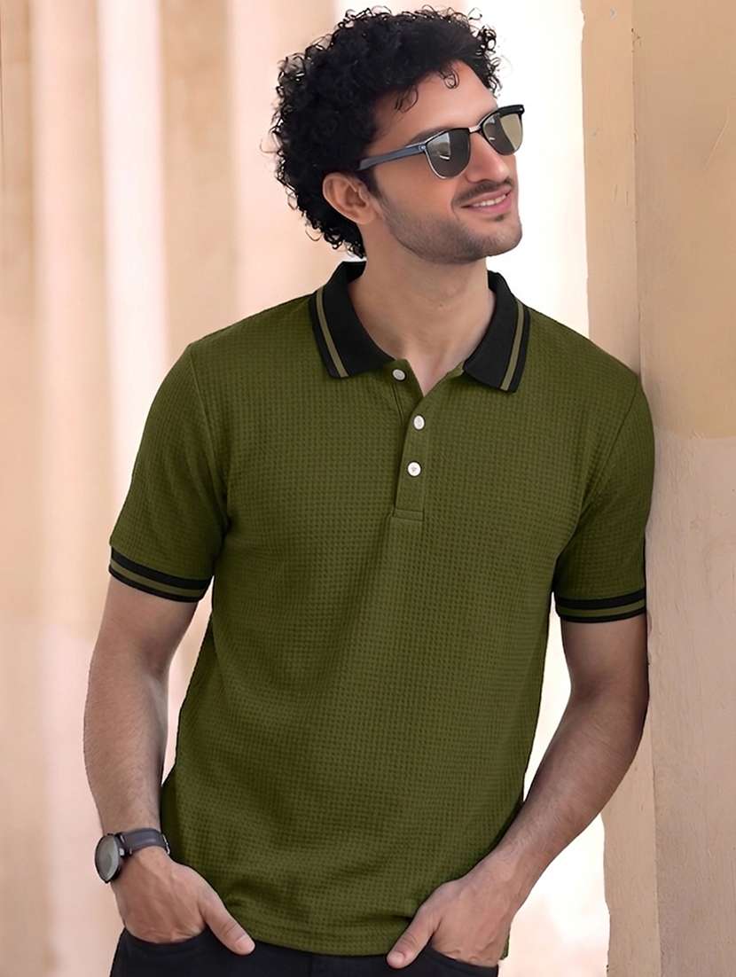 men textured short sleeve regular fit polo t-shirt - 22569079 -  Standard Image - 2