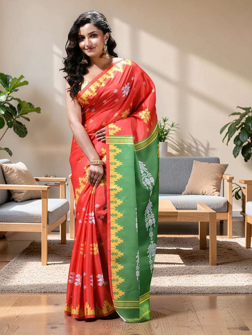 women printed casual wear saree with blouse - 22569526 -  Standard Image - 2