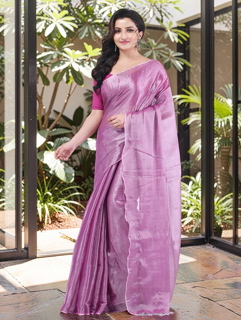 women solid handloom saree with blouse - 22569703 -  Standard Image - 2