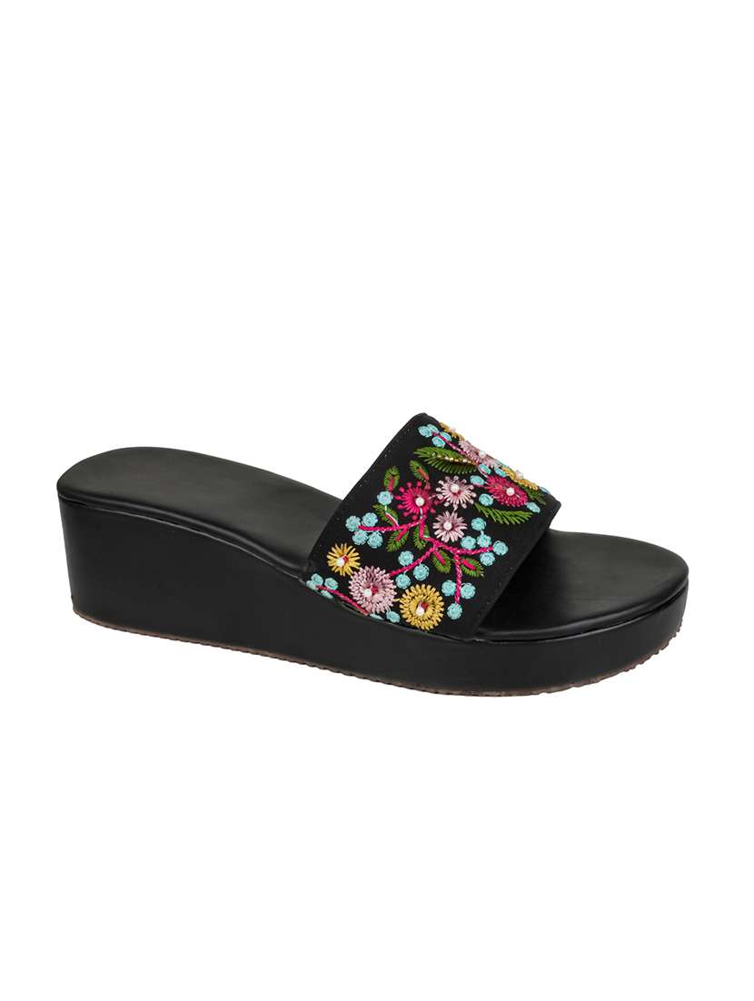 women embroidered slip on wedges - 22569915 -  Standard Image - 2
