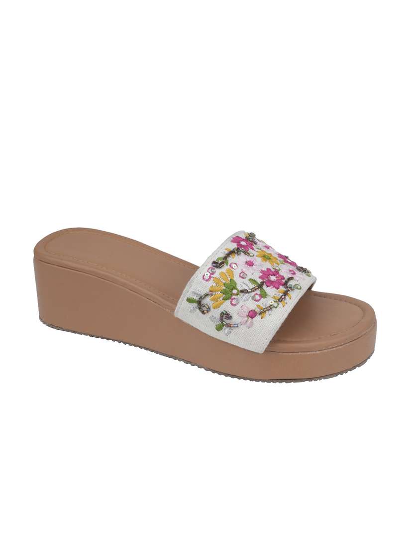 women embroidered slip on wedges - 22569917 -  Standard Image - 2