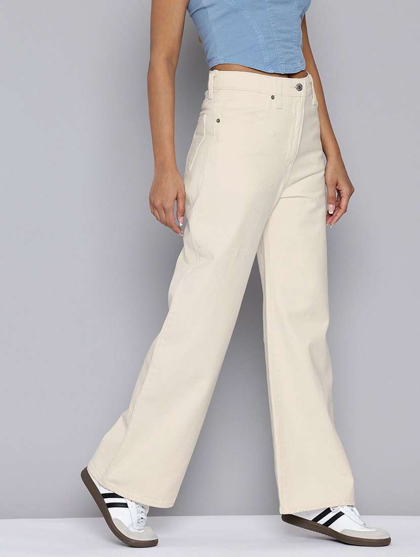 women solid high rise wide leg jeans - 22570290 -  Standard Image - 2