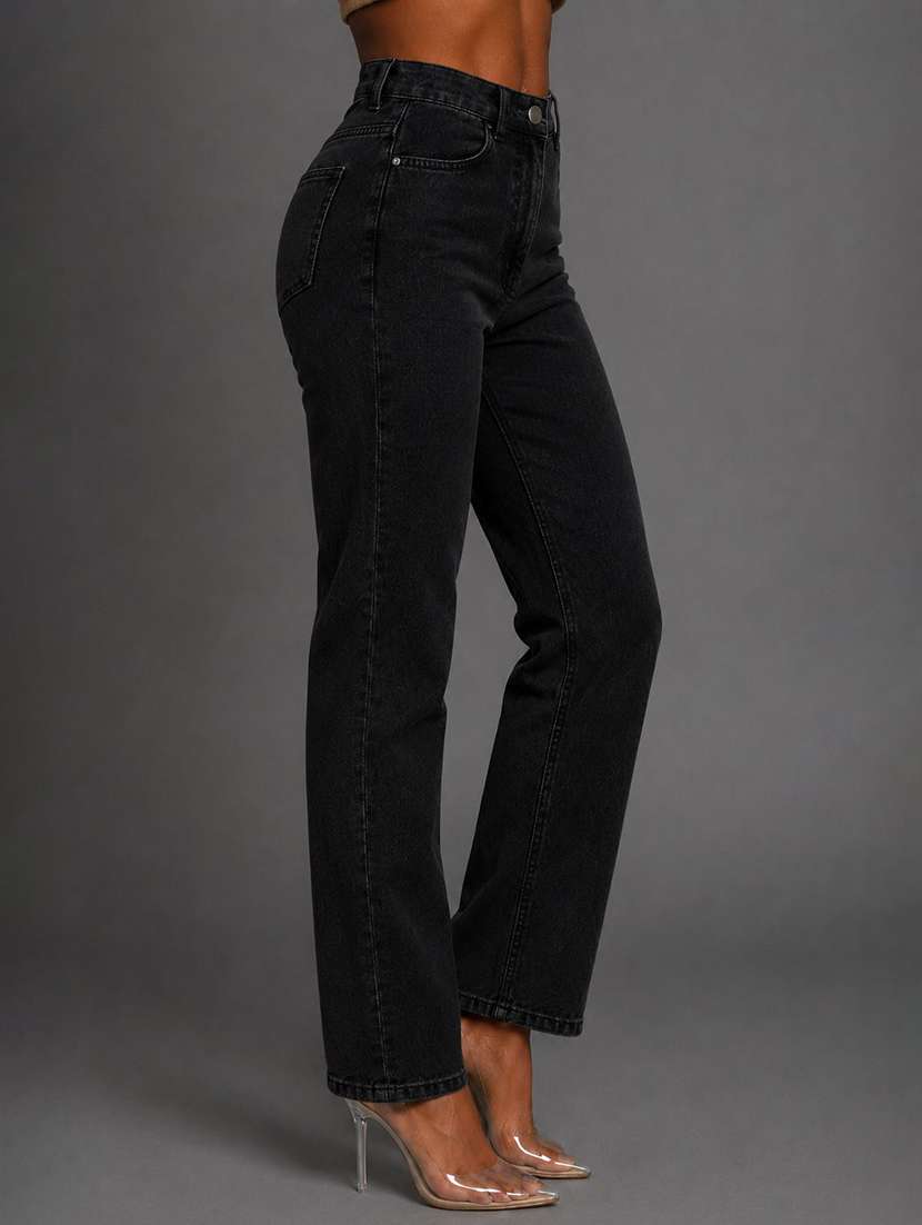 Women Solid High Rise Straight Fit Jeans - 22570292 -  Standard Image - 2