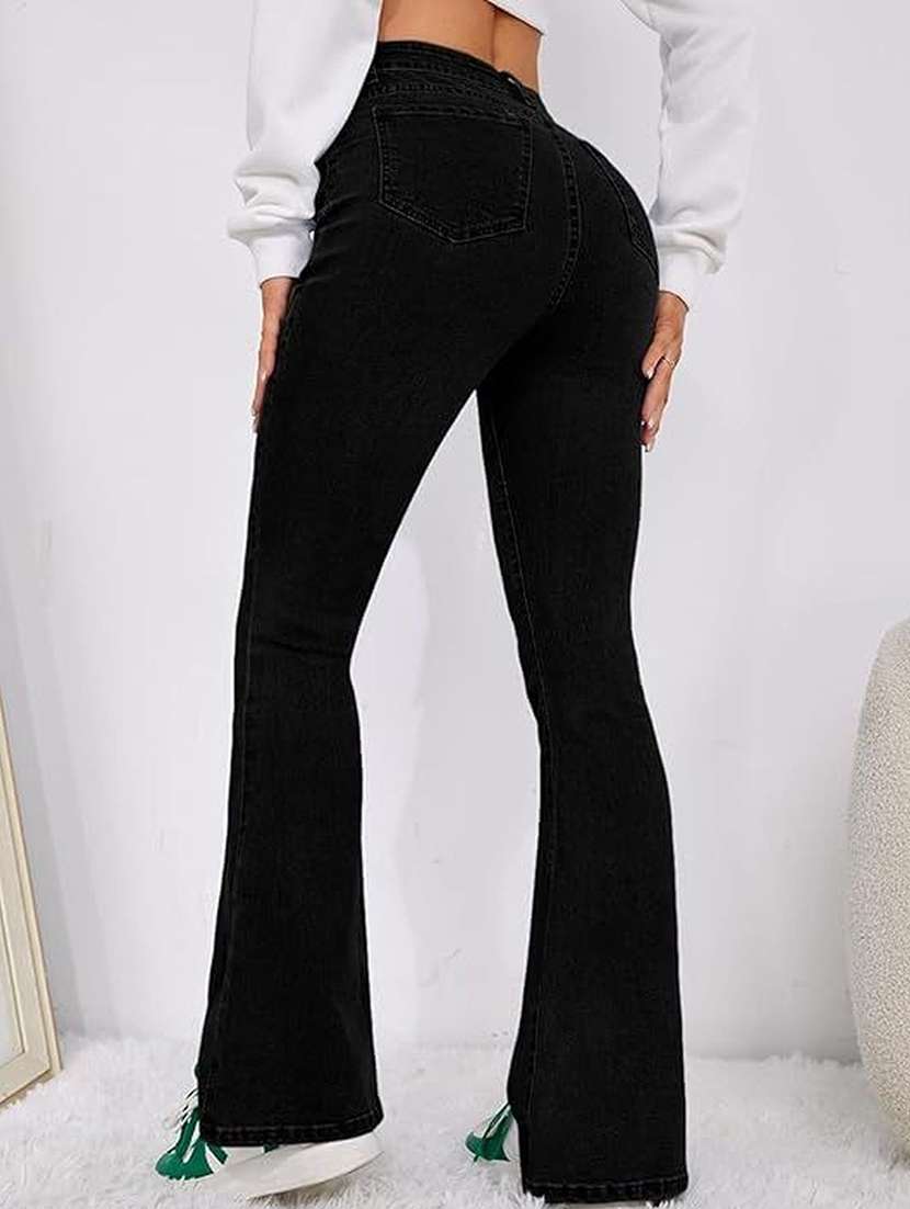 women solid high rise bootcut jeans - 22570293 -  Standard Image - 2