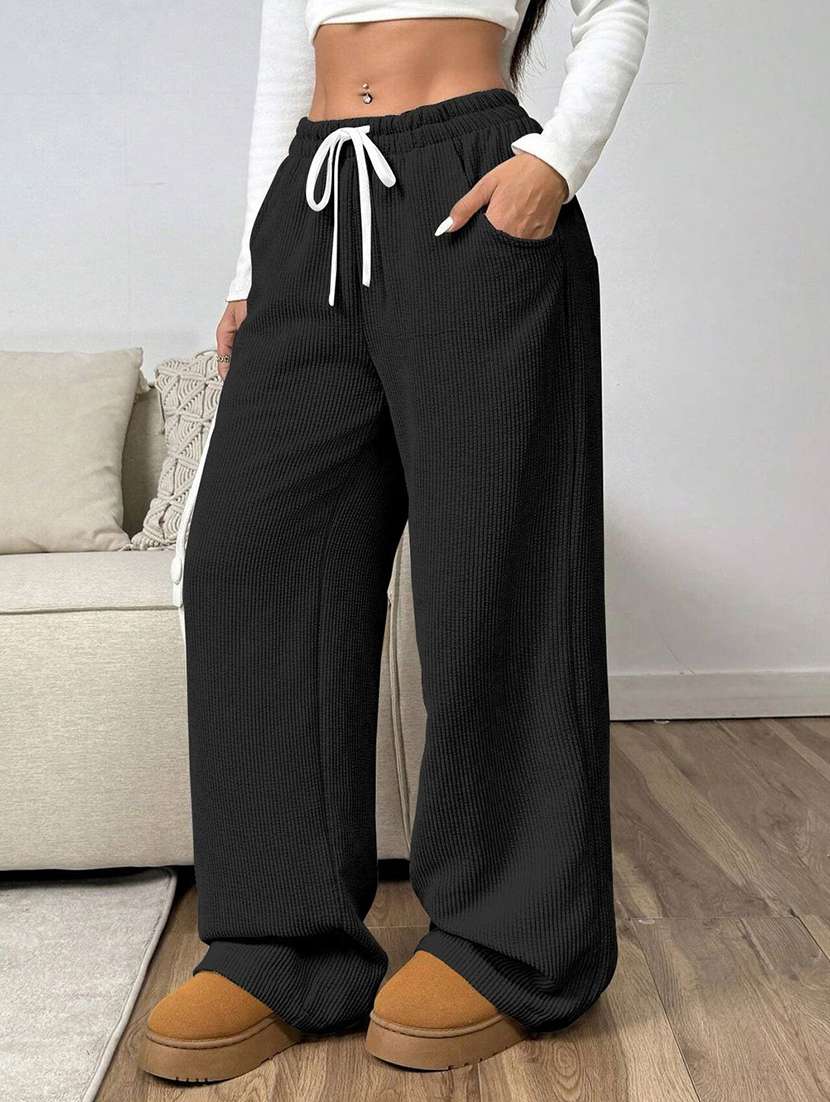 women self design mid rise wide leg trouser - 22570306 -  Standard Image - 2