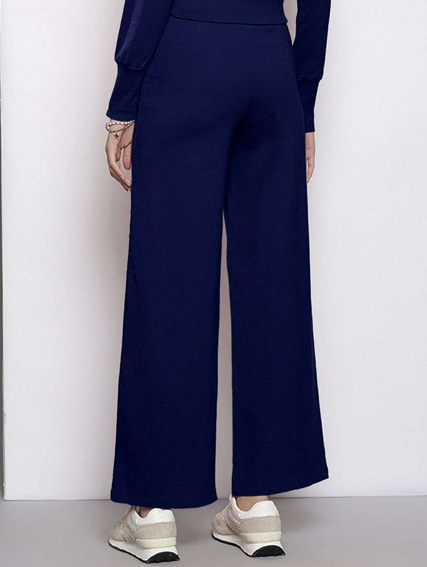 women solid mid rise wide leg trouser - 22570328 -  Standard Image - 2