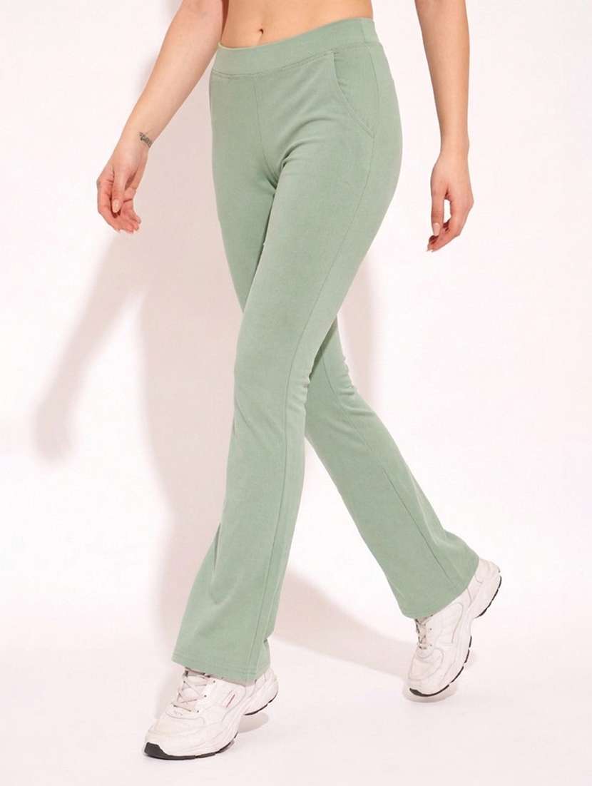Women Solid High Rise Yoga Pants - 22570335 -  Standard Image - 2