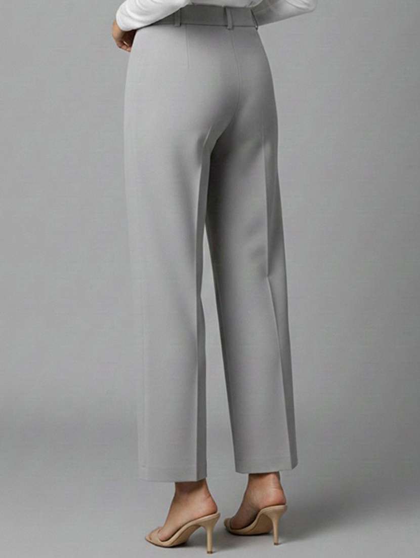 women solid high rise straight trouser - 22570355 -  Standard Image - 2