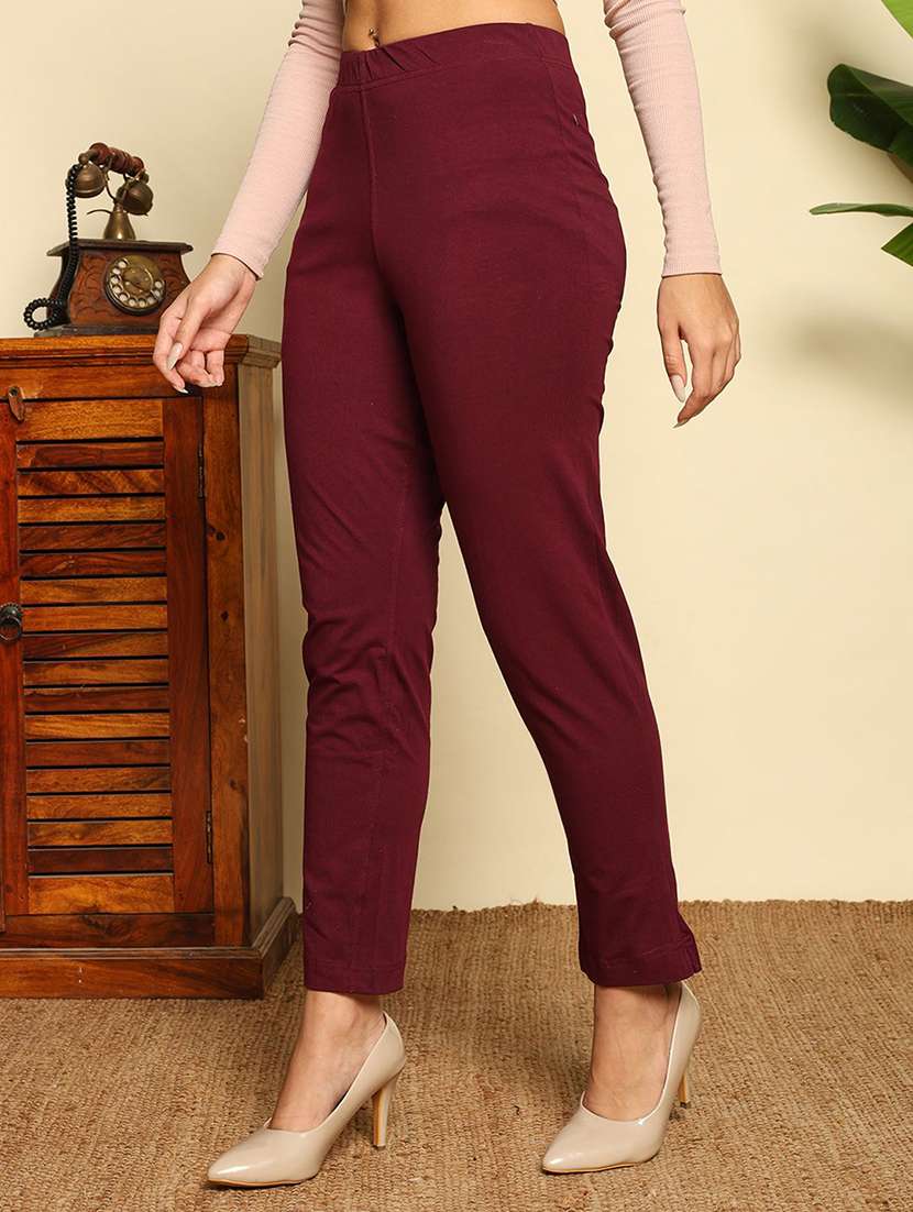 women solid mid rise tapered pant - 22570362 -  Standard Image - 2