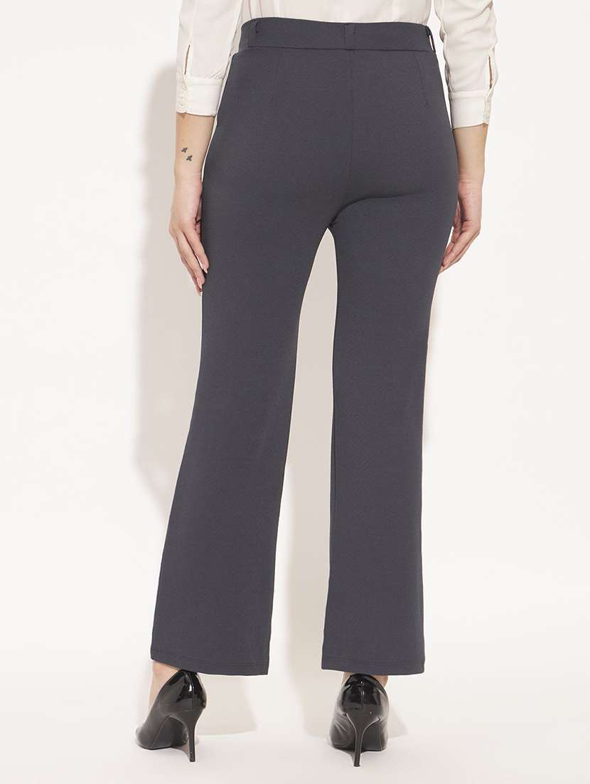 Women Solid High Rise Straight Trouser - 22570371 -  Standard Image - 2