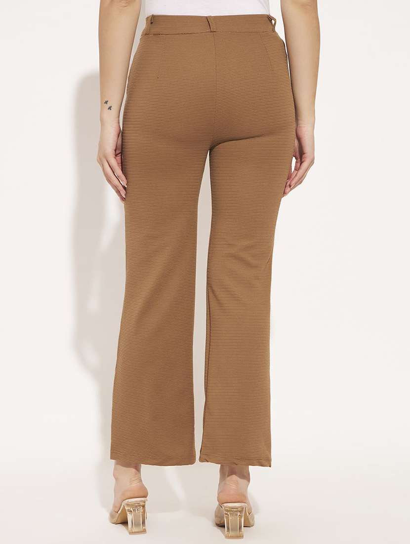 Women Solid High Rise Straight Trouser - 22570374 -  Standard Image - 2