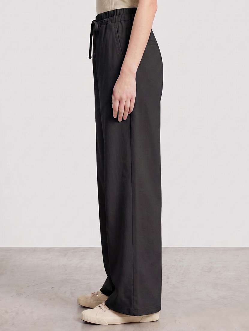 women solid high rise wide leg trouser - 22570375 -  Standard Image - 2