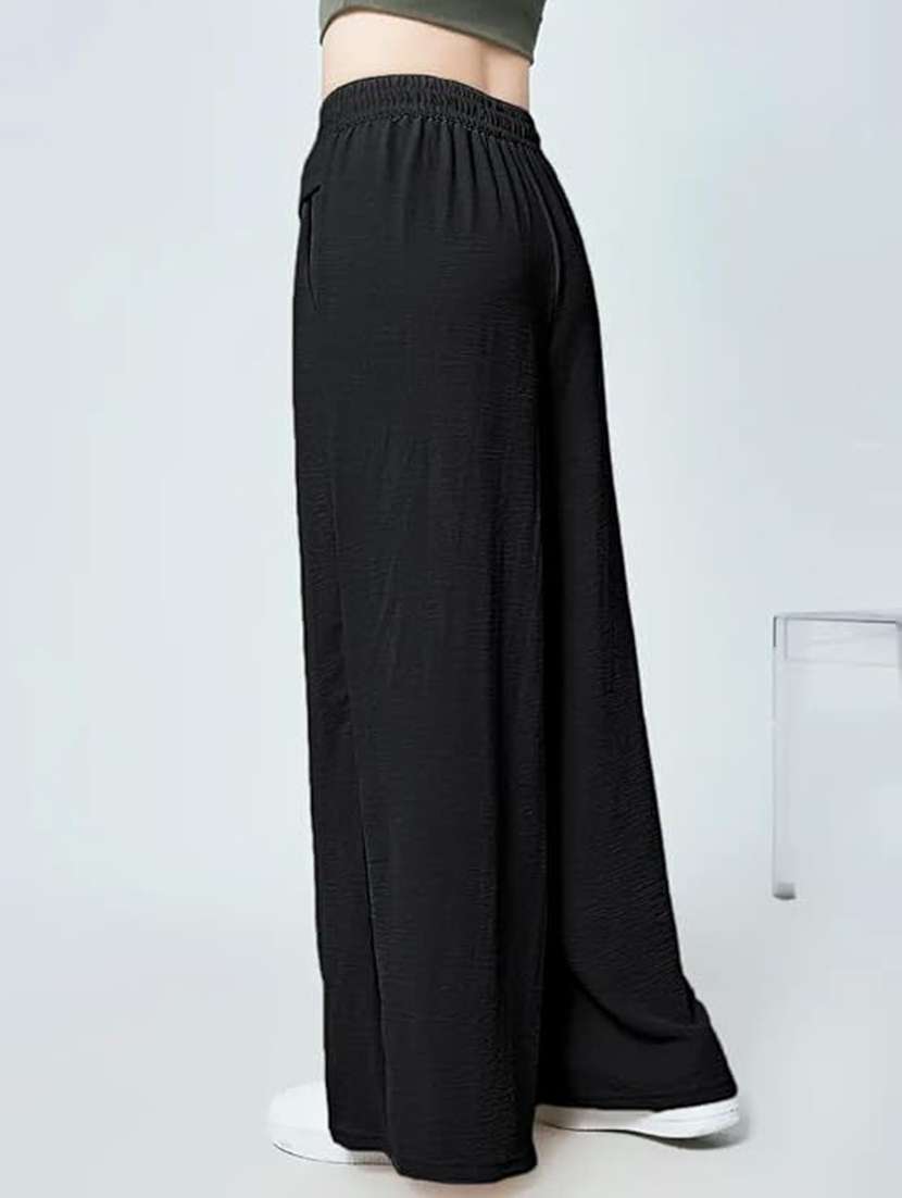 women solid high rise wide leg trouser - 22570381 -  Standard Image - 2