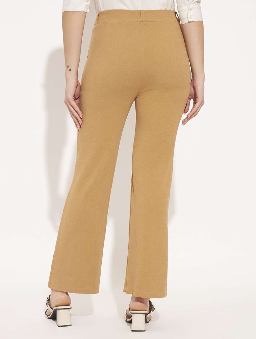 women solid mid rise straight trouser - 22570383 -  Standard Image - 2