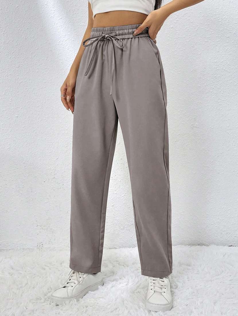 Women Solid High Rise Straight Trouser - 22570385 -  Standard Image - 2