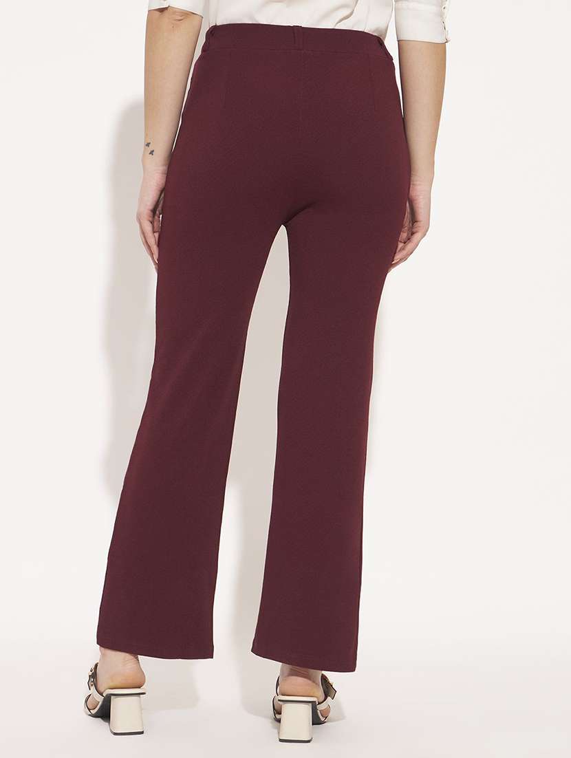 Women Solid High Rise Bootcut Trouser - 22570386 -  Standard Image - 2