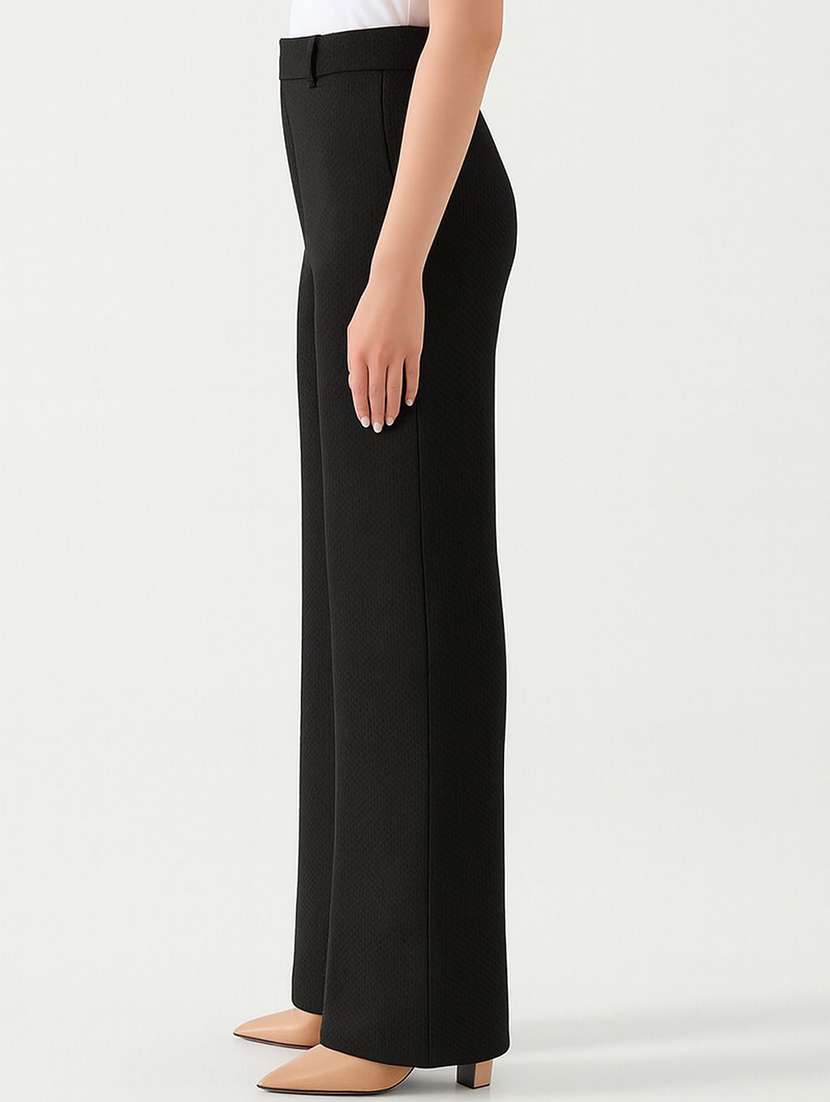 women solid high rise straight trouser - 22570389 -  Standard Image - 2