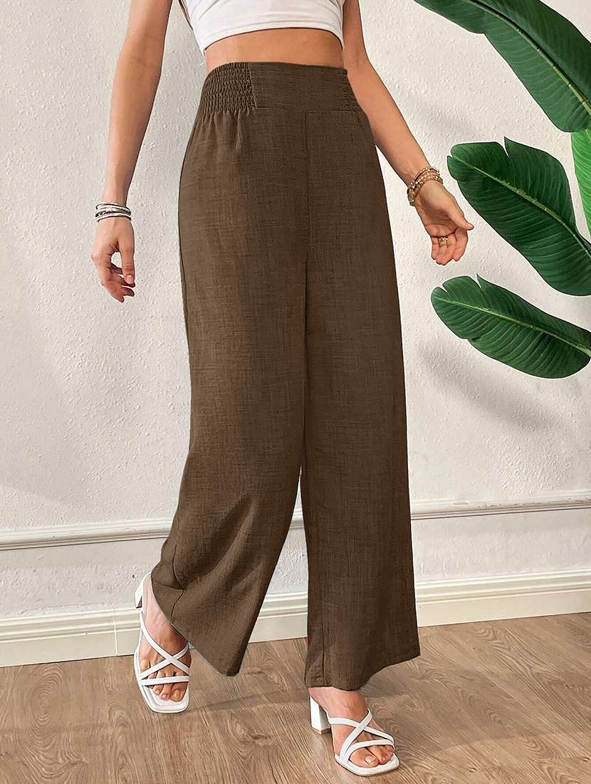 women textured high rise wide leg trouser - 22570400 -  Standard Image - 2