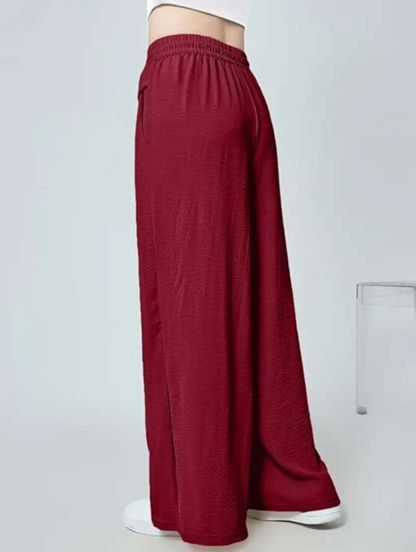 women solid high rise wide leg trouser - 22570401 -  Standard Image - 2