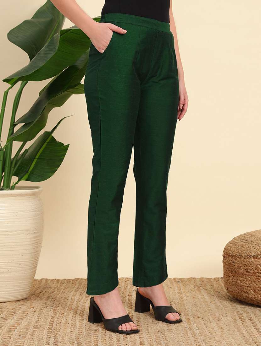 women solid mid rise straight pant - 22570406 -  Standard Image - 2