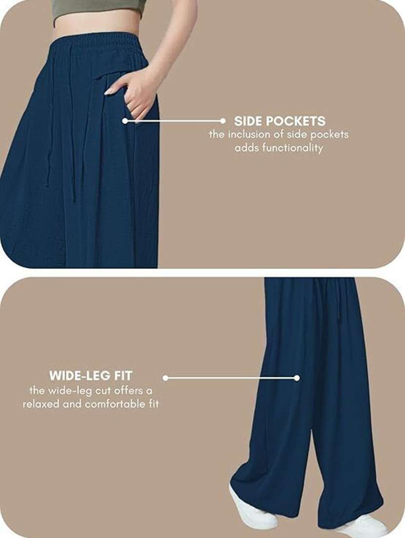women solid high rise wide leg trouser - 22570411 -  Standard Image - 2
