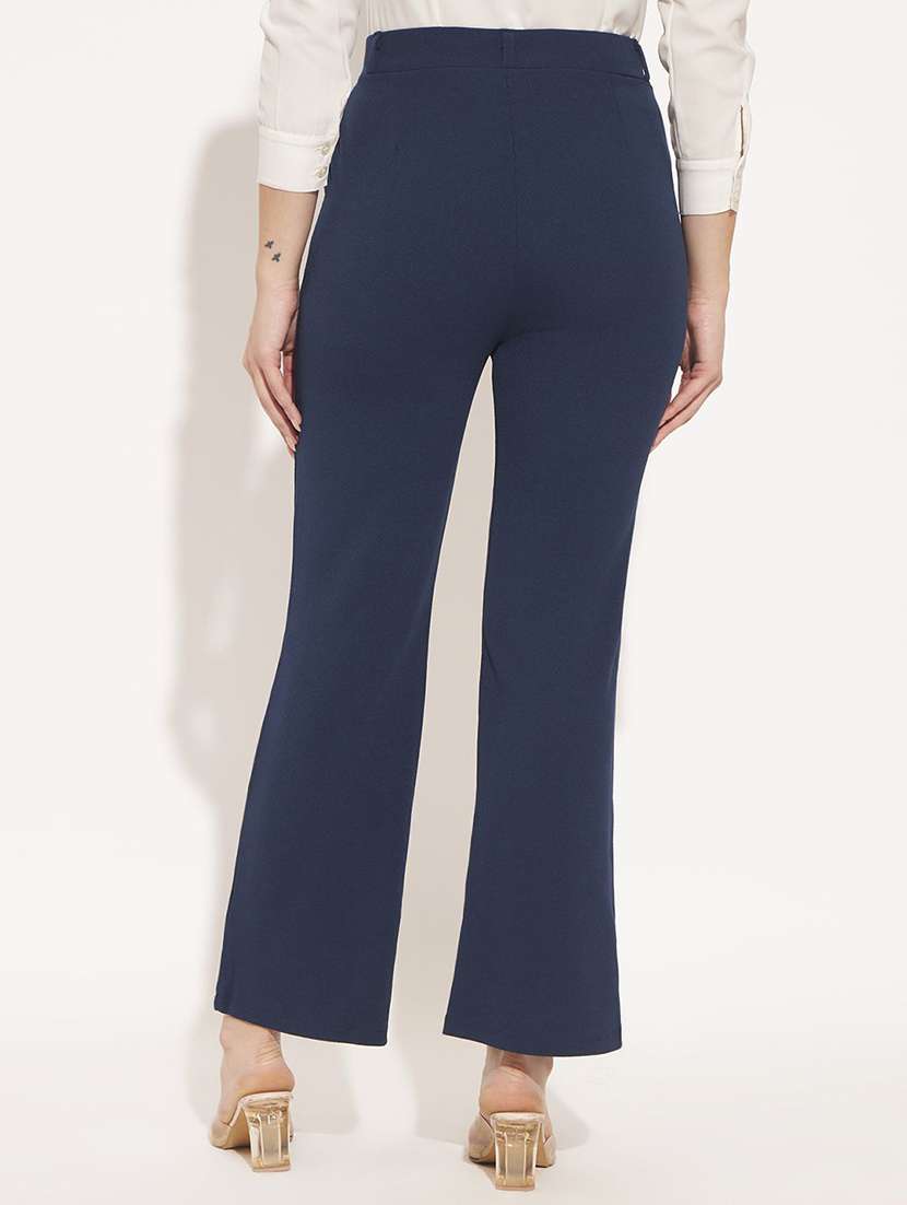 women solid mid rise straight trouser - 22570414 -  Standard Image - 2