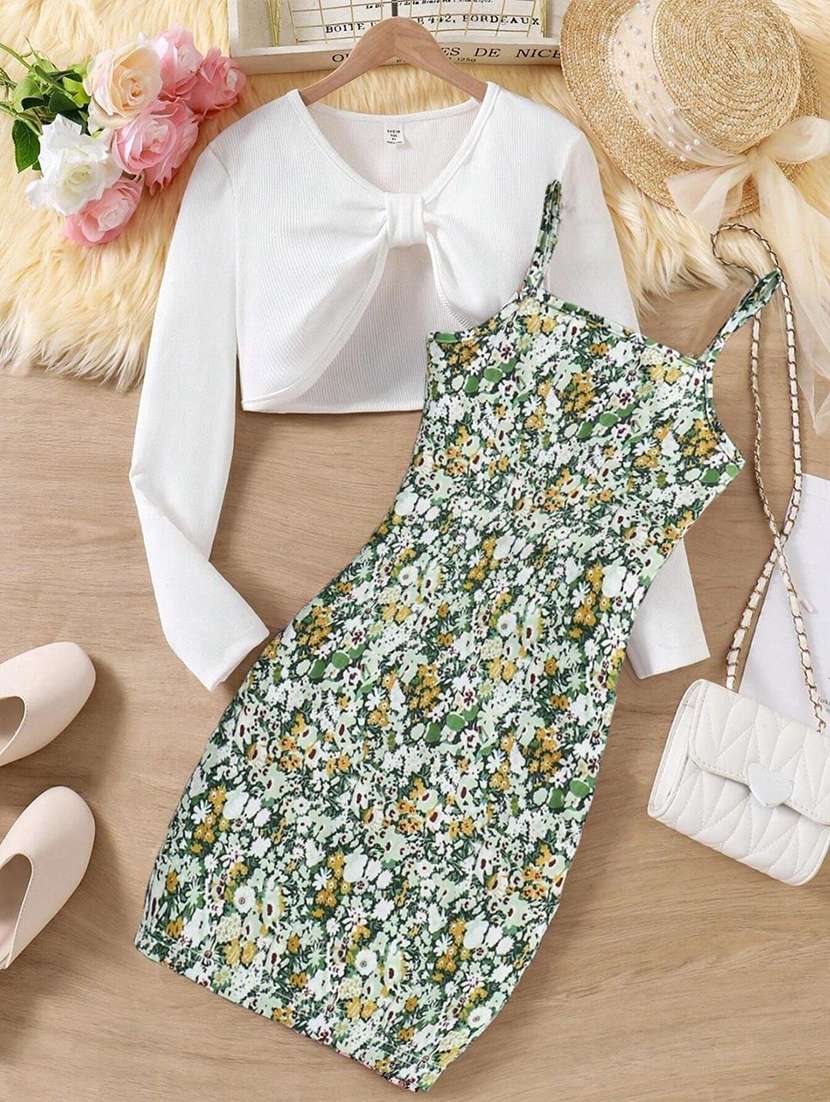 girls printed long sleeves a-line dress - 22570460 -  Standard Image - 2
