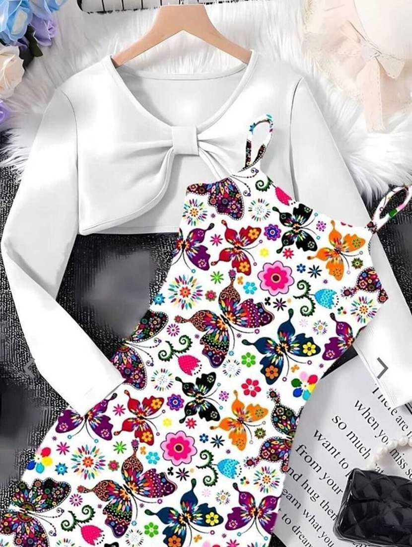 girls printed long sleeves a-line dress - 22570468 -  Standard Image - 2