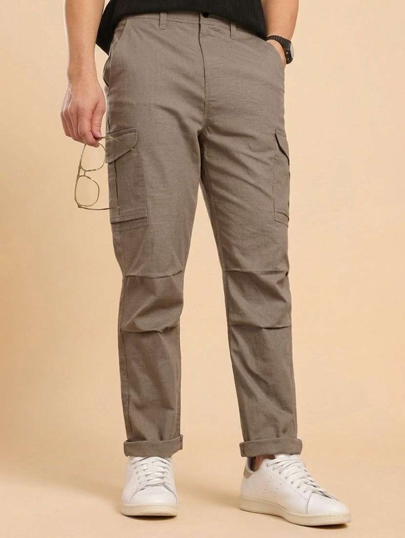 men solid mid rise regular fit cargo pant - 22570477 -  Standard Image - 2
