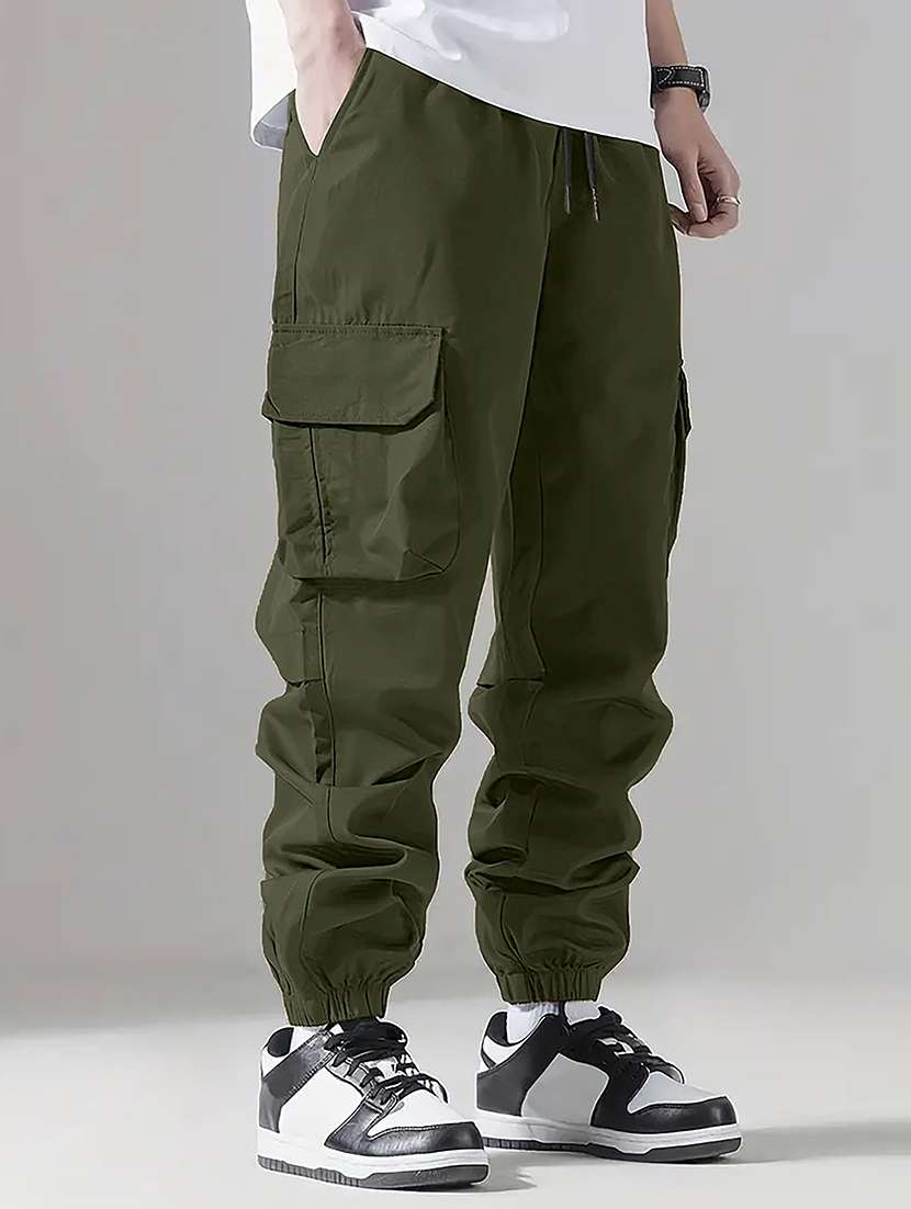 men solid mid rise baggy fit jogger - 22570479 -  Standard Image - 2