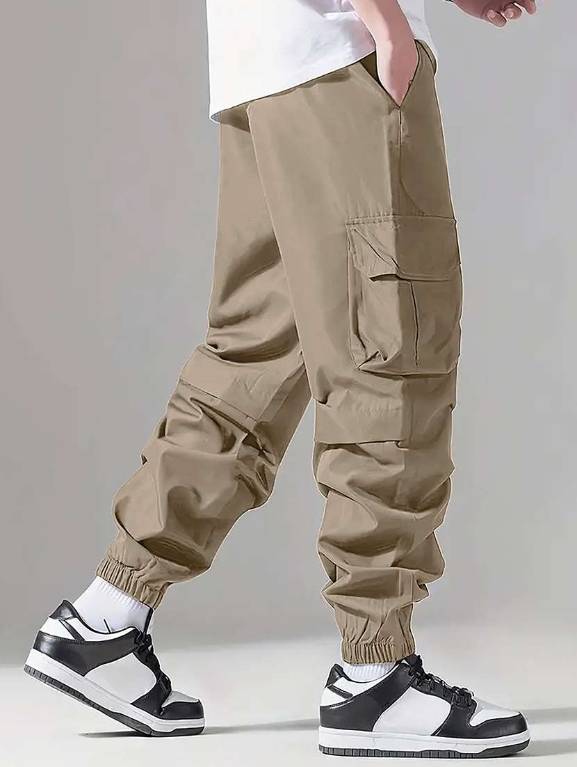 men solid mid rise baggy fit jogger - 22570485 -  Standard Image - 2