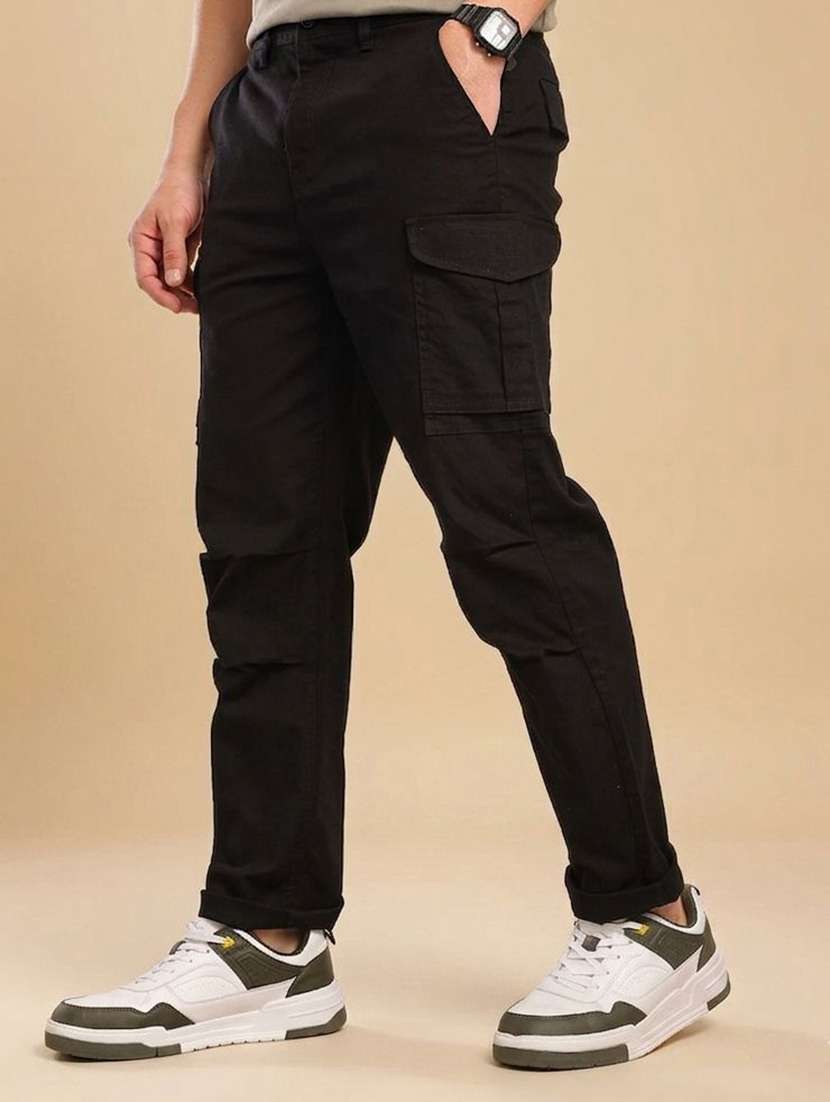 men solid mid rise regular fit cargo pant - 22570499 -  Standard Image - 2