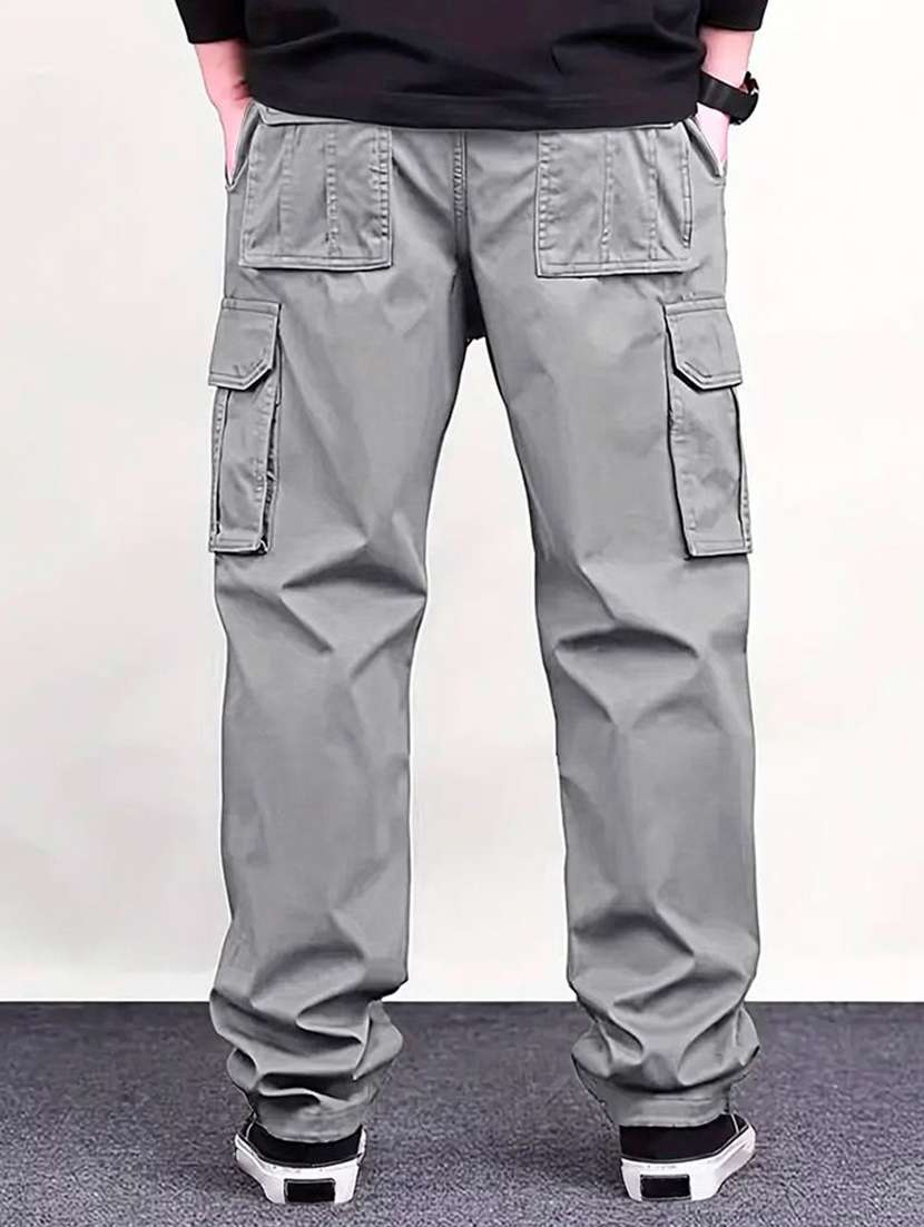 men solid mid rise baggy fit cargo pant - 22570514 -  Standard Image - 2