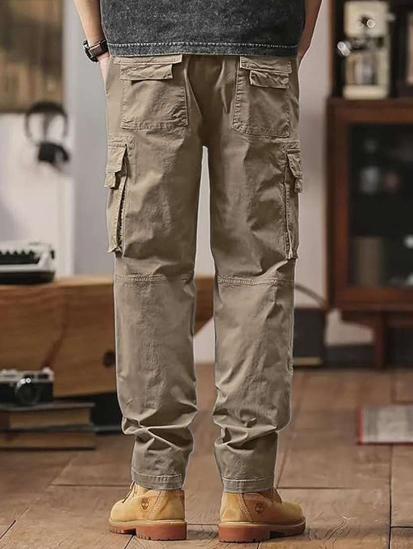 men solid mid rise regular fit cargo pant - 22570517 -  Standard Image - 2