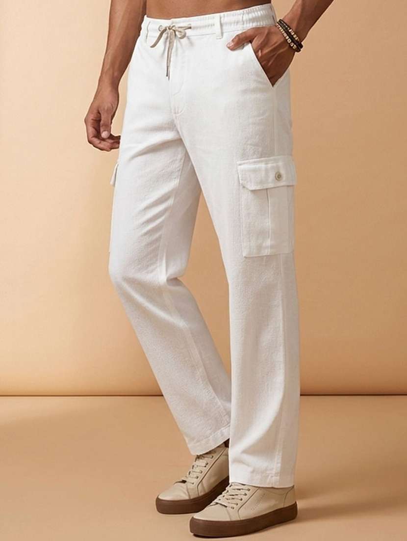 men solid mid rise regular fit cargo pant - 22570535 -  Standard Image - 2