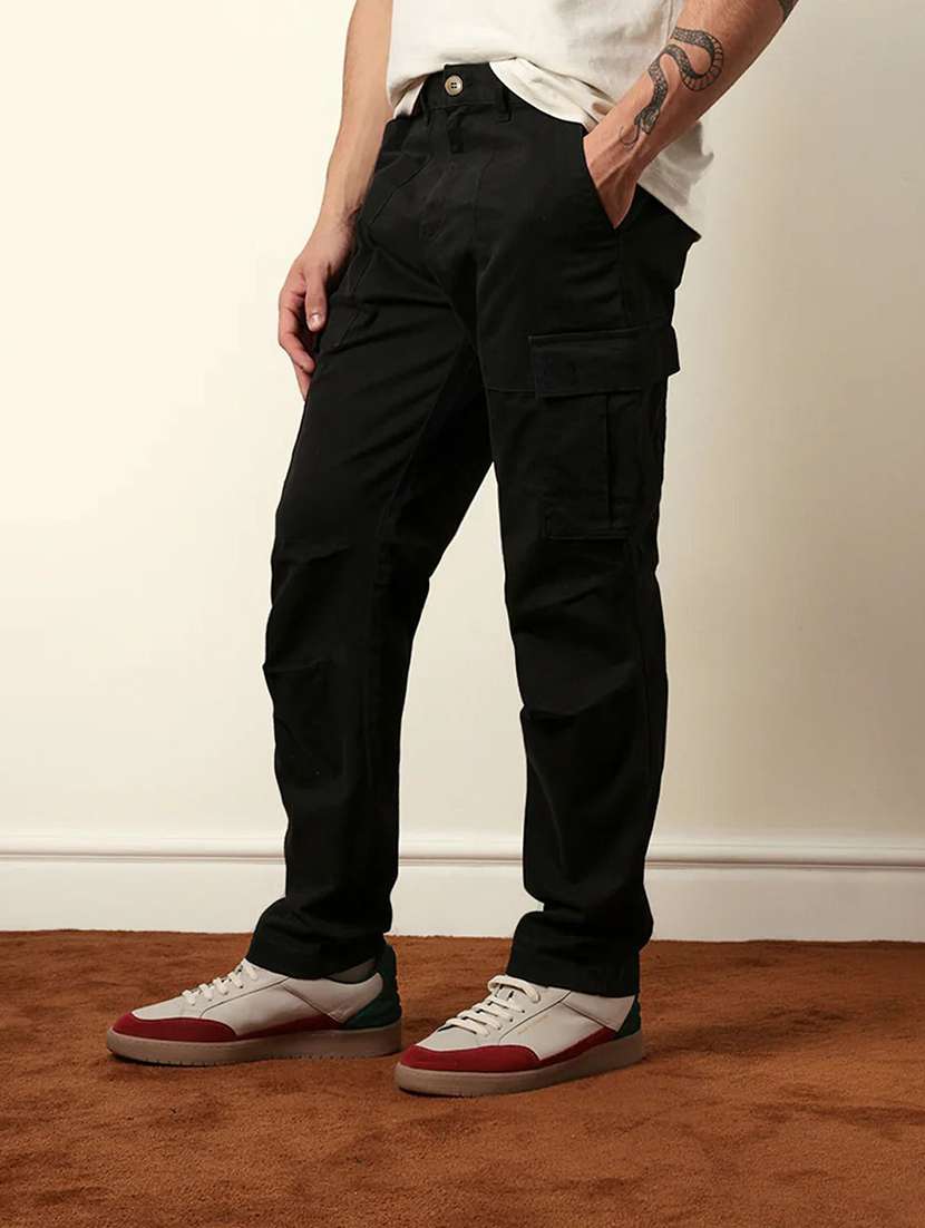 men solid mid rise regular fit cargo pant - 22570554 -  Standard Image - 2