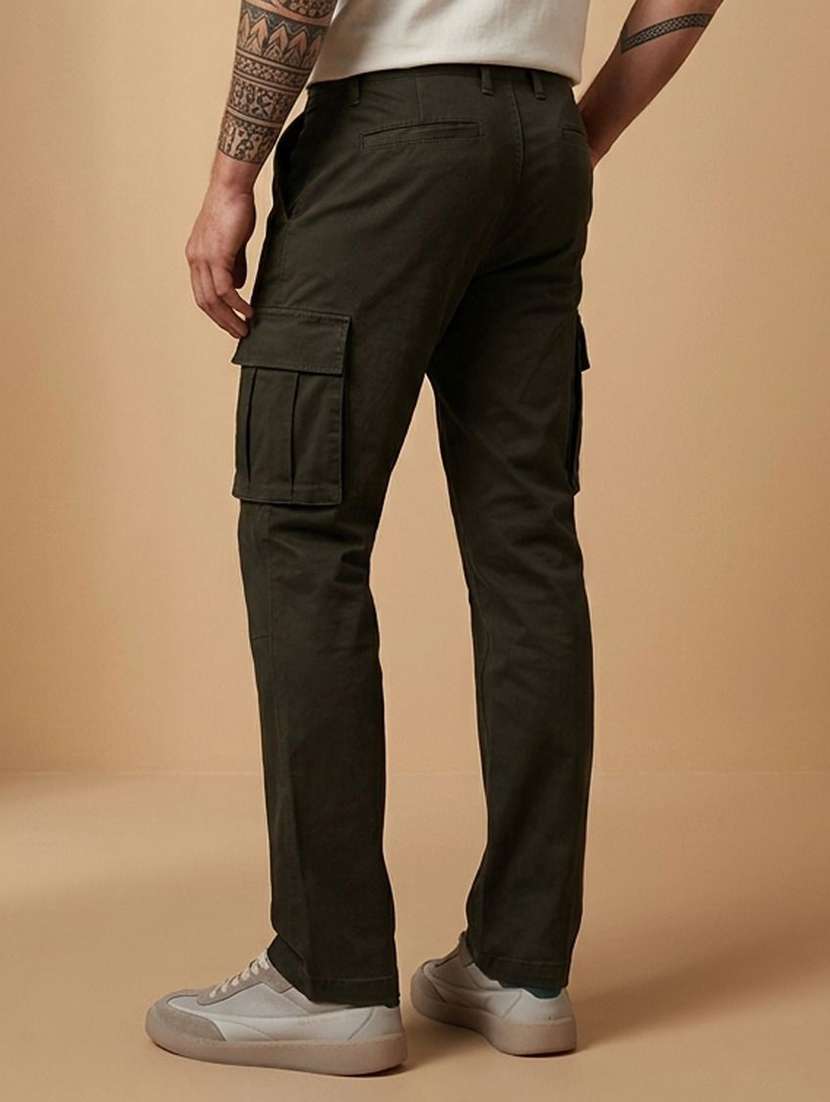 men solid mid rise regular fit cargo pant - 22570557 -  Standard Image - 2