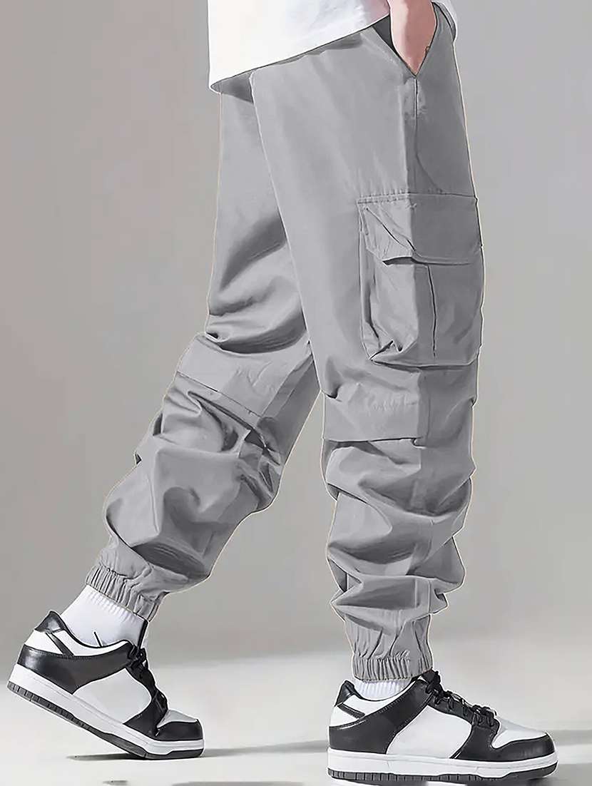 men solid mid rise regular fit jogger - 22570569 -  Standard Image - 2