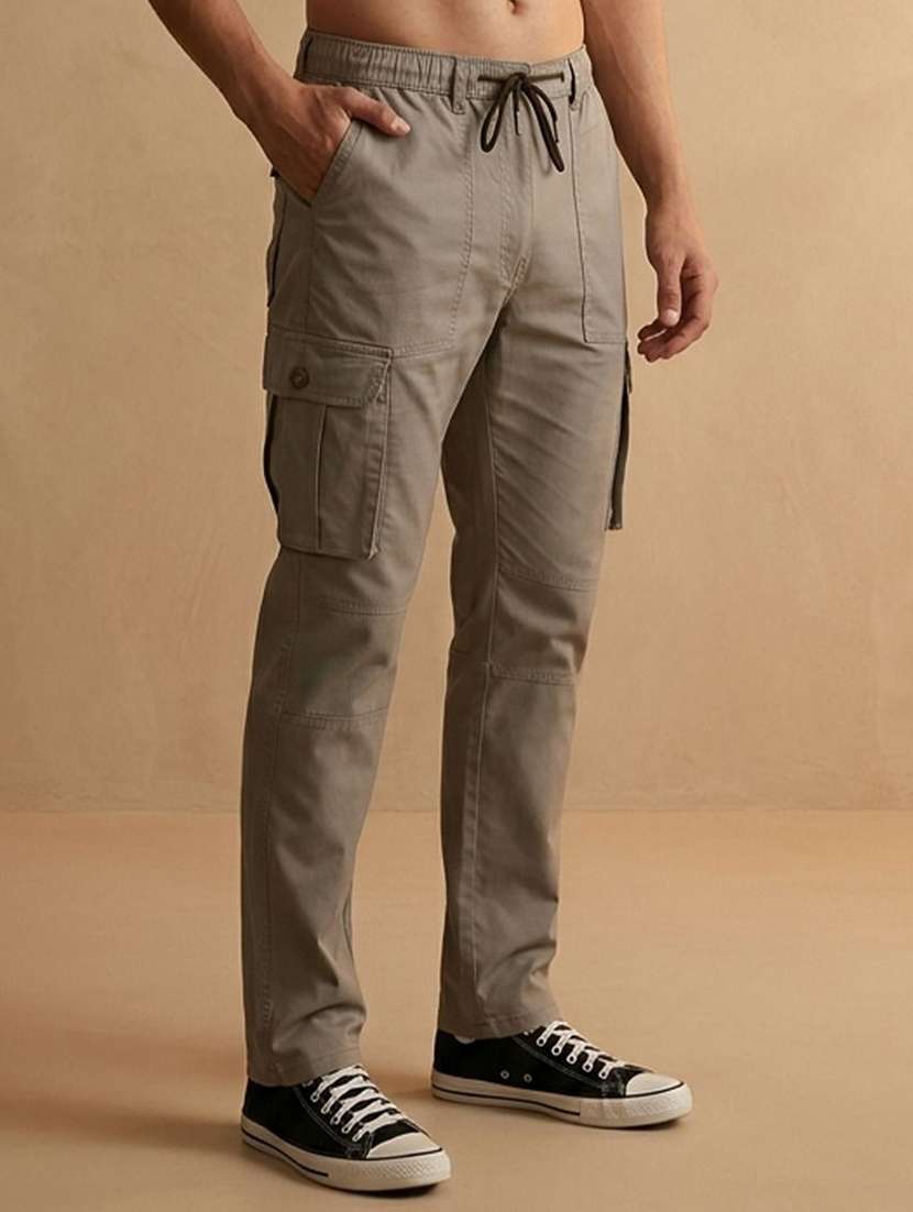 men solid mid rise regular fit cargo pant - 22570570 -  Standard Image - 2