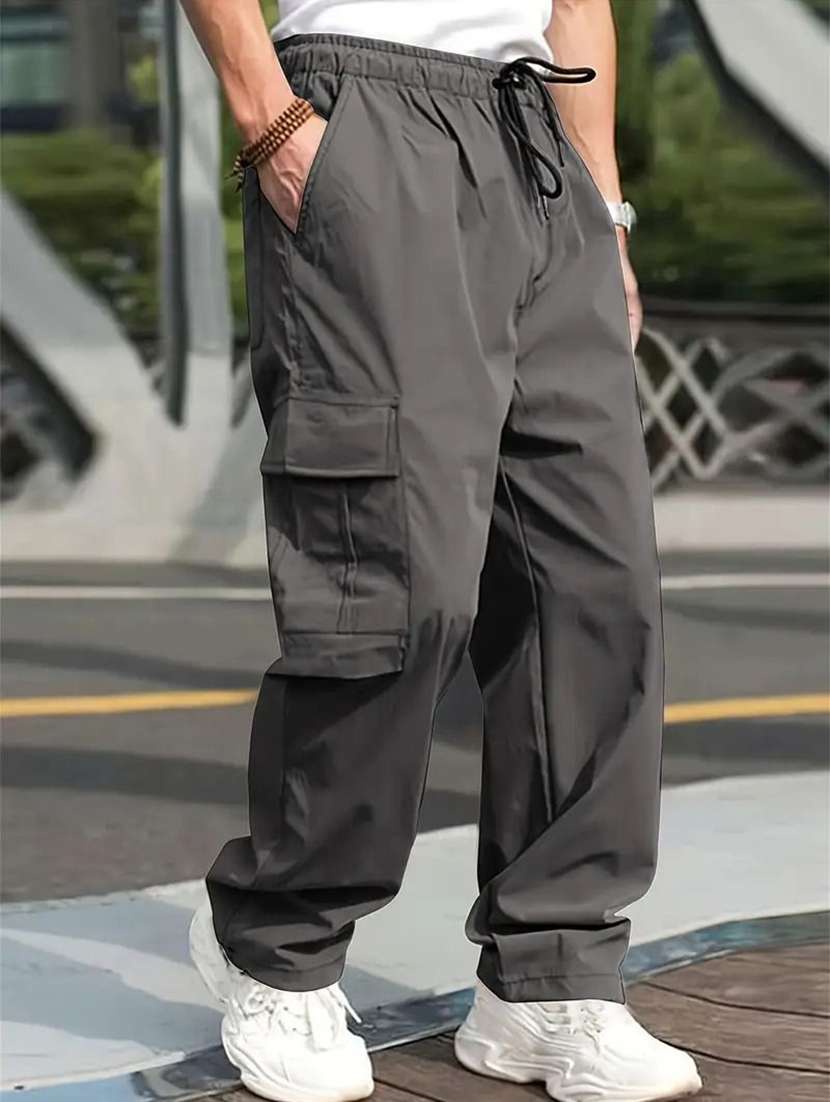 men solid mid rise relaxed fit cargo pant
