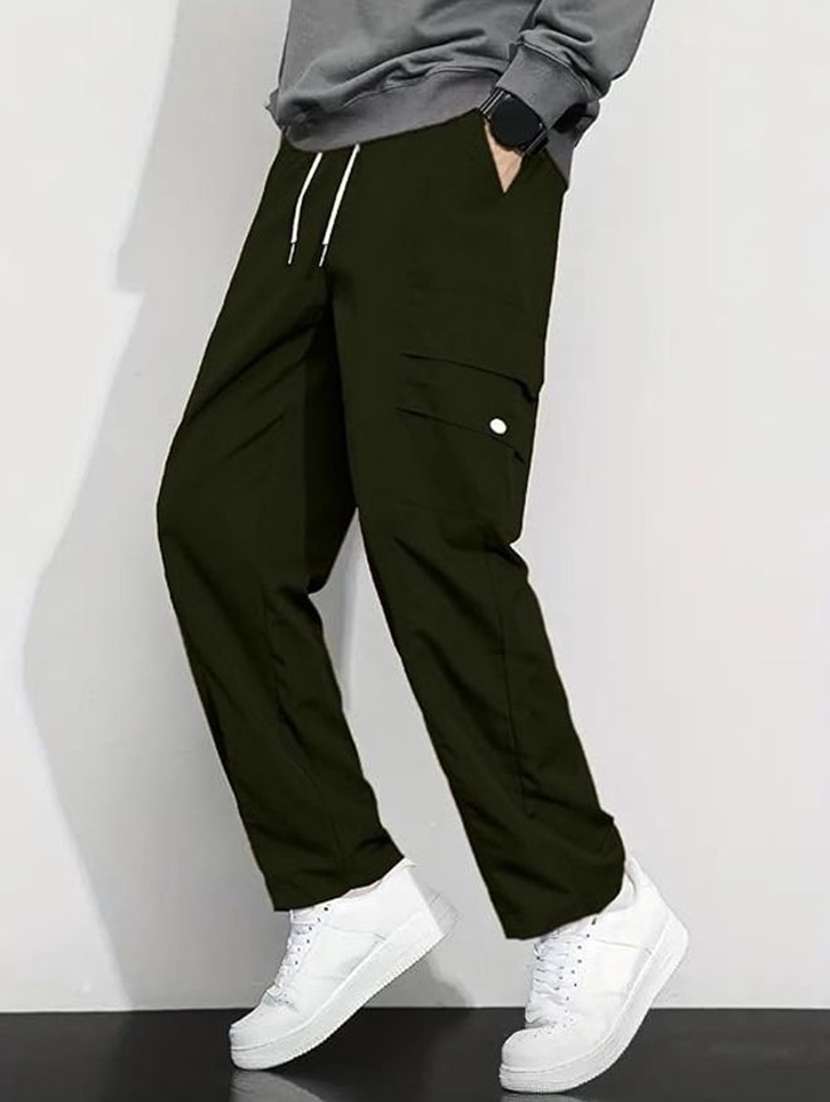 Men Solid Mid Rise Regular Fit Cargo Pant - 22570590 -  Standard Image - 2