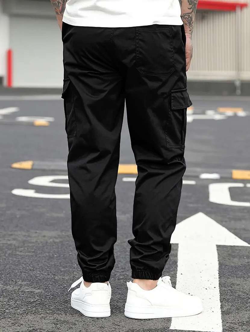 men solid mid rise regular fit jogger - 22570595 -  Standard Image - 2