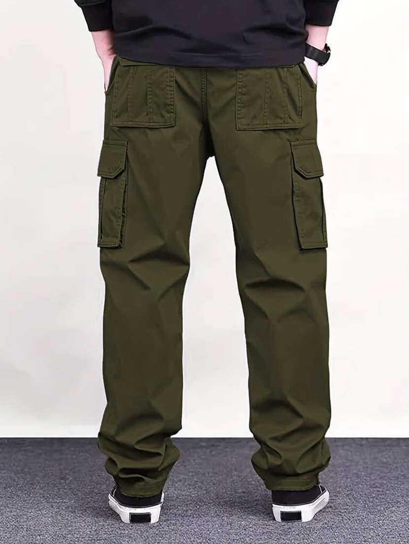 men solid mid rise relaxed fit cargo pant - 22570612 -  Standard Image - 2