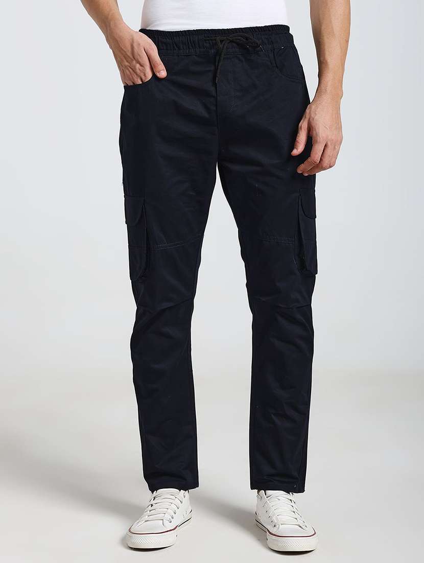 Men Solid Mid Rise Regular Fit Cargo Pant - 22570622 -  Standard Image - 2