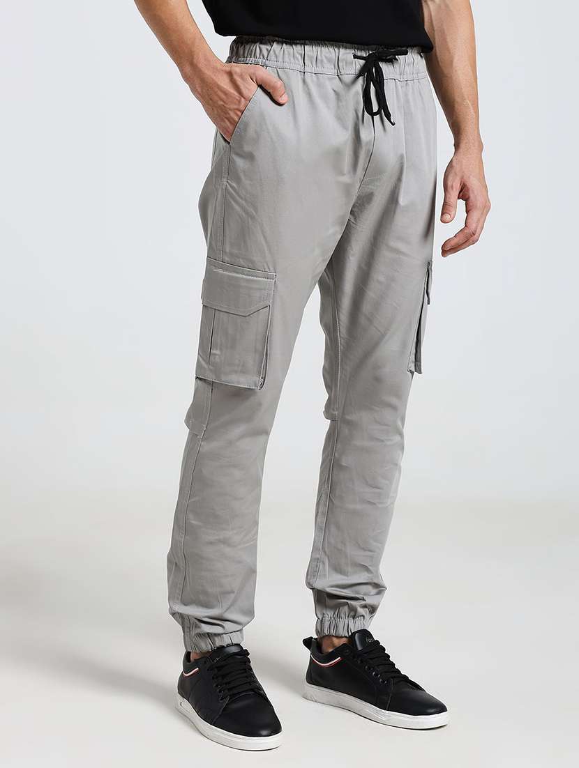 men solid mid rise regular fit jogger - 22570625 -  Standard Image - 2