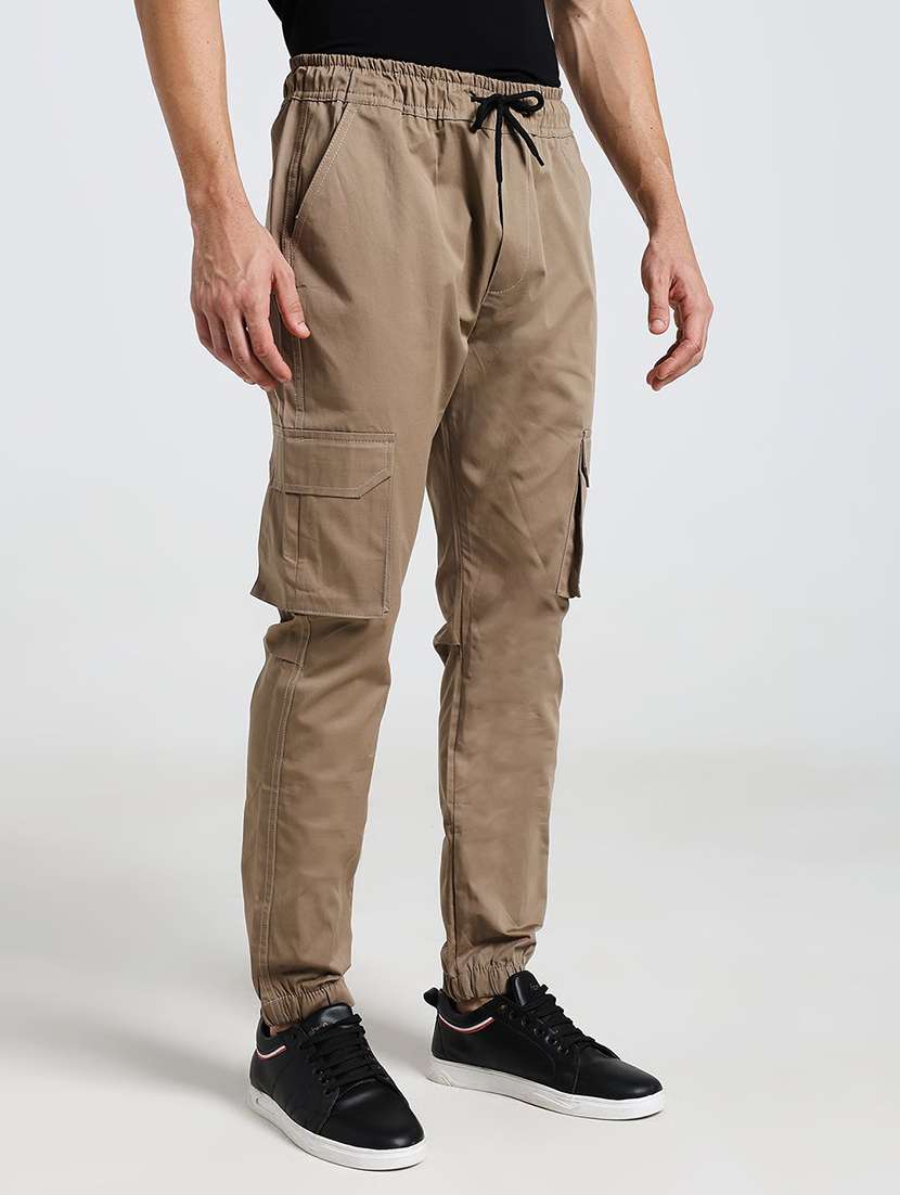men solid mid rise regular fit jogger - 22570639 -  Standard Image - 2
